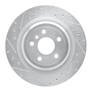 Mercedes-Benz GLE300D Brake Rotor (1) - Rear Left - R1 Concepts - Drilled & Slotted - Silver - `12-`19